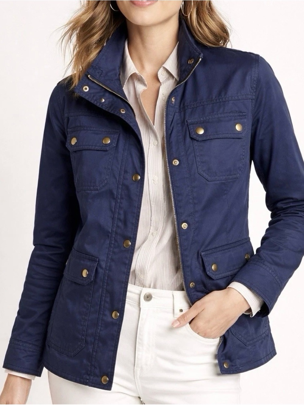 J.Crew Downtown Field Jacket Navy Utility Jacket Cotton Small